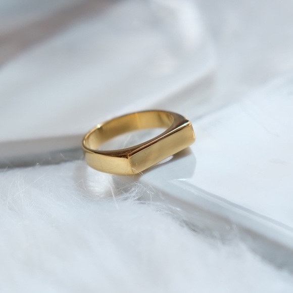 18K Gold Plated Minimalistic Bar Ring - Picture 4 of 9